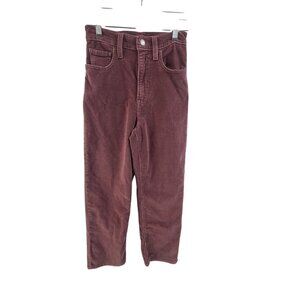 Levis Premium Ribcage Corduroy Straight Ankle Zip - Decadent Chocolate Size 25